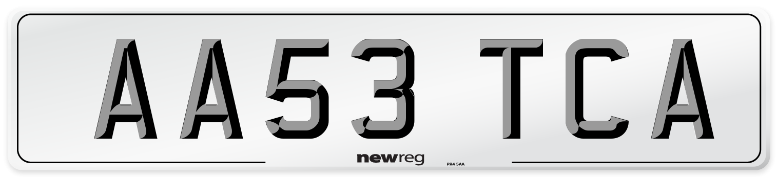 AA53 TCA Number Plate from New Reg
